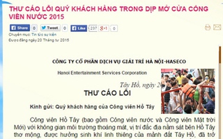 Công viên Hồ Tây gửi thư cáo lỗi khách hàng sau sự cố "vỡ trận"